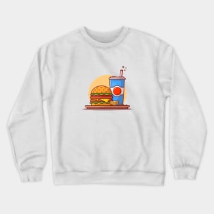 Burger And Soda Cartoon Vector Icon Illustration (14) Crewneck Sweatshirt